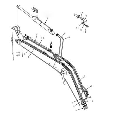 KOMATSU PC120 PC130 Druckölrohr für Bagger für Hydraulikzylinder und Eisenrohr