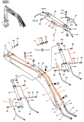 KOBELCO 200 Bagger Hydraulikölzylinder Stahlrohr Rohrrohr Rohrzylinder Rohrleitung