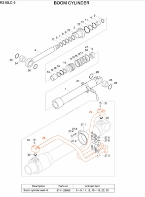 R210 R215 Bohrmaschinen-Eisenrohr für Hyundai Hydraulic System Distributor Bohrrohr