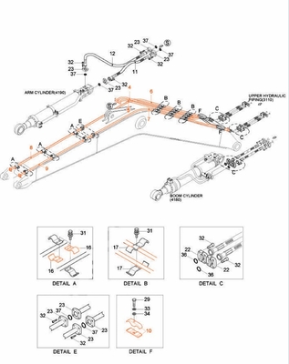 Bom-Rohr Öl-Eingangsrohr für Hyundai R210 R215 Bagger Hydraulisches System Distributor