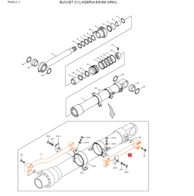 Stahlbagger Hydraulikzylinderrohr 31Y1-15535 31Y1-15695 für HYUNDAI R305