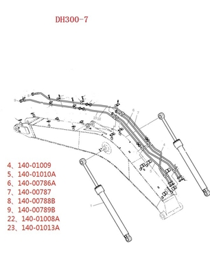 Doosan DH300LC-7 Bagger Rohrleitungen Hydraulischer Verteiler Boom Konfluenzrohr