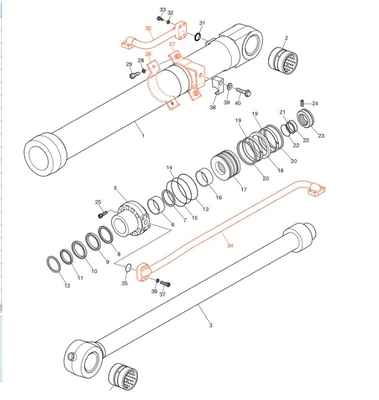 DX190 DX200 Hydraulische Zylinderbefestigungsrohr für Bagger und Festrohrbefestigung