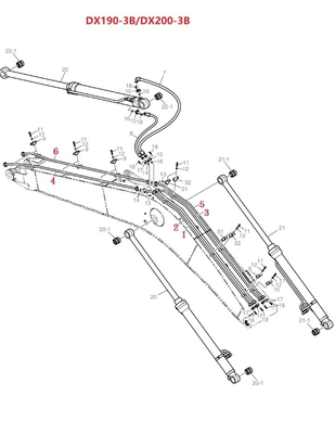 DX190 DX200 Hydraulische Zylinderbefestigungsrohr für Bagger und Festrohrbefestigung