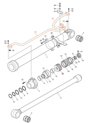 DX190 DX200 Hydraulische Zylinderbefestigungsrohr für Bagger und Festrohrbefestigung