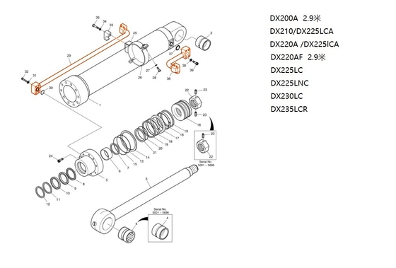 Hydraulisches DX200A-Gasrohrsystem für Bagger für Maschinenreparaturwerkstätten