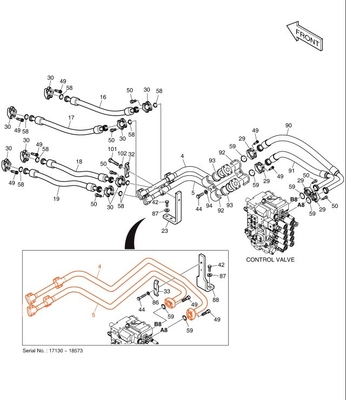 Neu entworfene DX200A Hydrauliksystem-Distributor Boom-Rohr für Bagger Eisenrohr