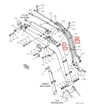 Öleinlassrohr für Baustoffwerkstätten PC60 Hydrauliksystem Verteiler Eimerrohr