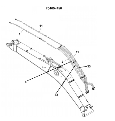 PC400 PC450 Hydraulisches System Verteiler Eimerrohr Rückleitung für Baggeröl