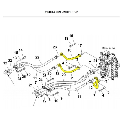 PC400 PC450 Hydraulisches System Verteiler Eimerrohr Rückleitung für Baggeröl
