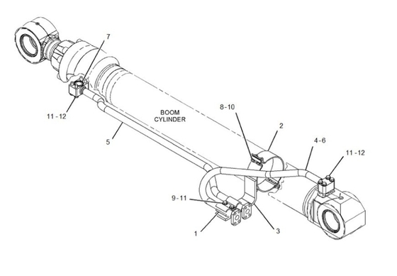 CAT349 Hydraulische Zylinderleitung mit Baggerband-Kit und Zylinderklemme